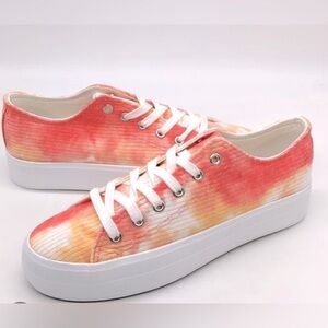 Restricted Women's Sneakers Tie Dye Platform Velma Corduroy Pink Multi